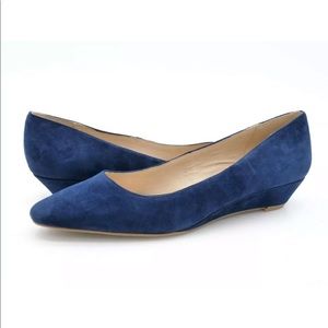 Jack Rogers Womens 9 M Midnight Laina Blue Suede Slip On Pointy Wedge Pumps
